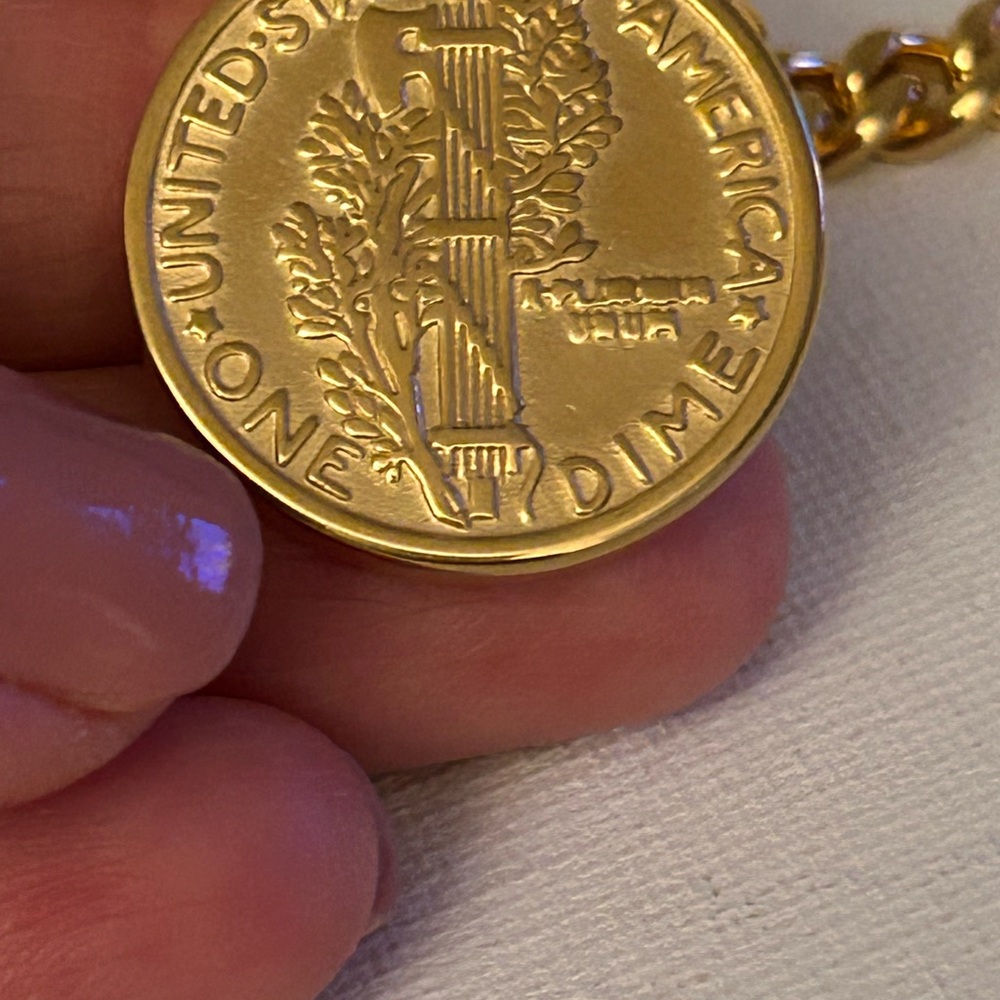 Gold Coin Pendant Necklace Stainless Steel - Picture 6 of 7